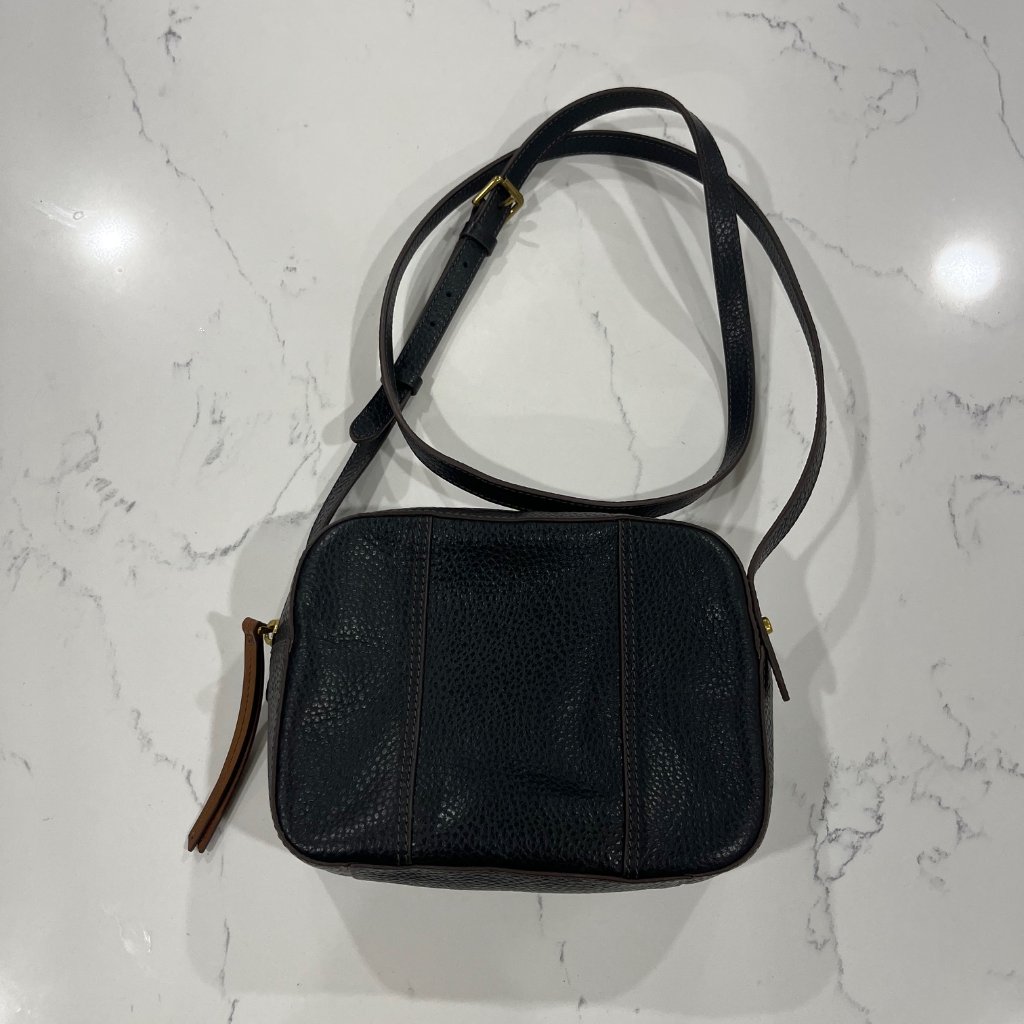 Fossil Gemma Camera Crossbody Bag In Black Pebbled Leather